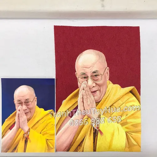 Tranh thêu chân dung Đức Đạt Lai Lạt Ma thứ 14