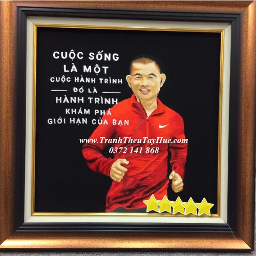 Tranh thêu chân dung học trò tặng Thầy - diễn giả Phạm Thành Long