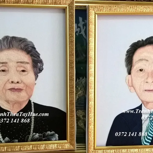Tranh thêu chân dung làm quà tặng ba mẹ của TGĐ Phi Kha