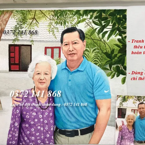 Tranh thêu chân dung làm quà tặng chị gái