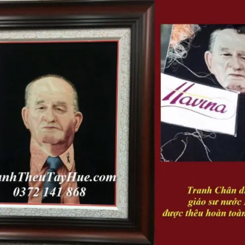 Tranh thêu chân dung làm quà tặng giáo sư ở nước Nga