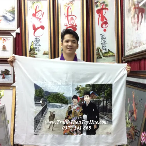 Tranh thêu chân dung làm quà tặng vợ chồng Sếp người Nhật tại tphcm