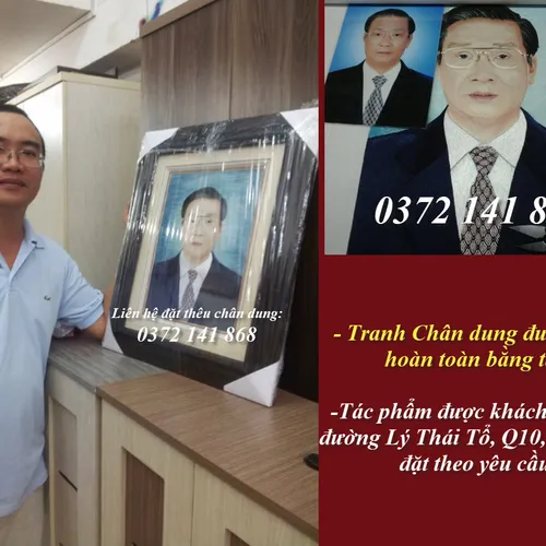 Tranh thêu chân dung tặng ba của khách hàng quận 10,TPHCM