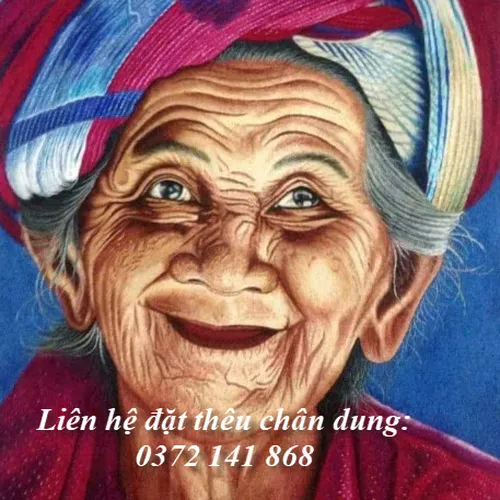 Tranh thêu chân dung tặng mừng thọ bà