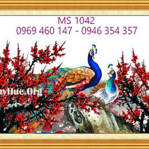 Tranh thêu chim công MS 1042