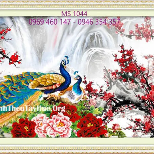 Tranh thêu chim công MS 1044