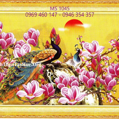 Tranh thêu chim công MS 1045