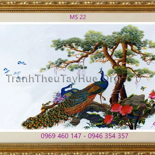 Tranh thêu chim công MS 22