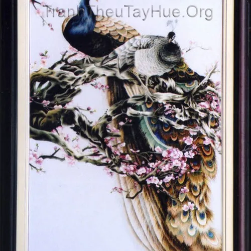 Tranh thêu chim công MS 23