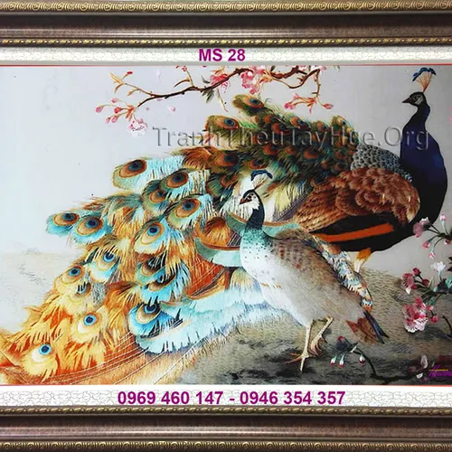 Tranh thêu chim công MS 28