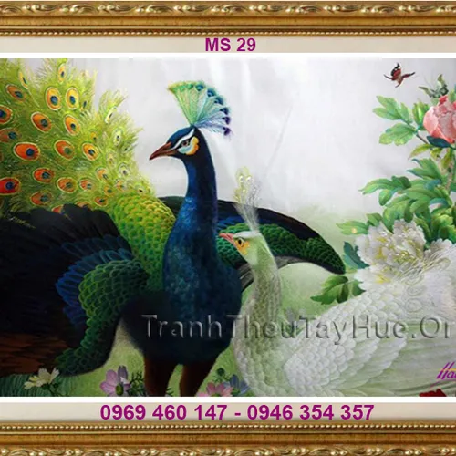 Tranh thêu chim công MS 29