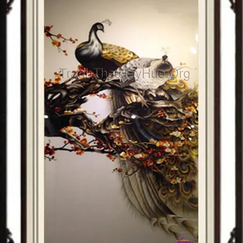 Tranh thêu chim công MS 37
