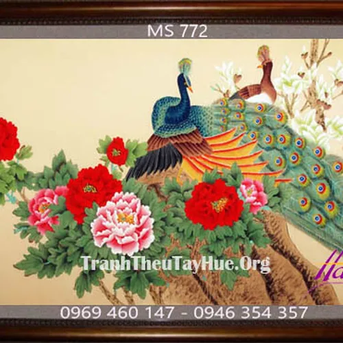 Tranh thêu chim công MS 772