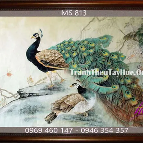 Tranh thêu chim công MS 813