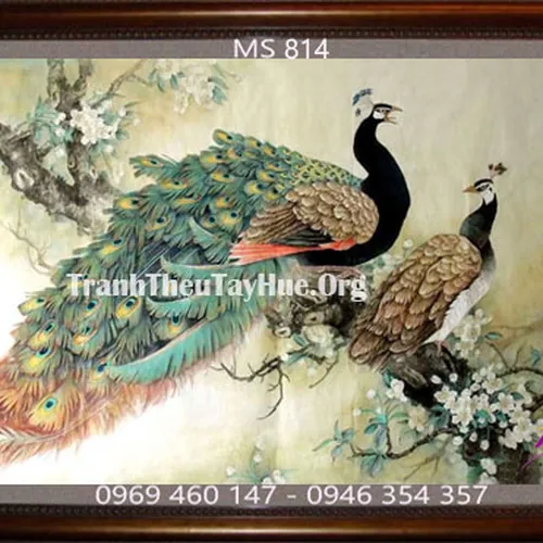 Tranh thêu chim công MS 814