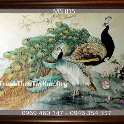 Tranh thêu chim công MS 815
