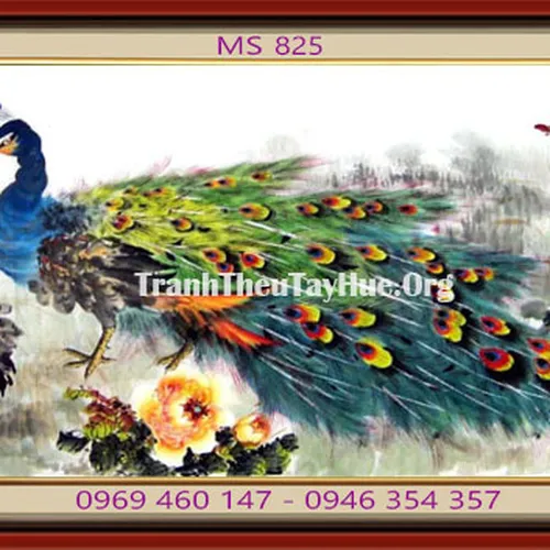 Tranh thêu chim công MS 825