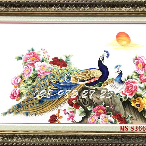 TRANH THÊU CHIM CÔNG MS 8366