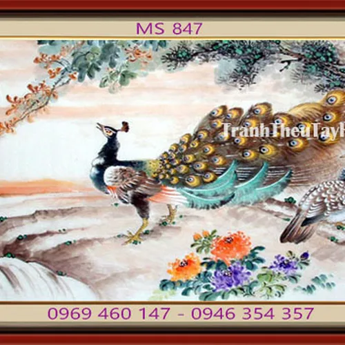 Tranh thêu chim công MS 847