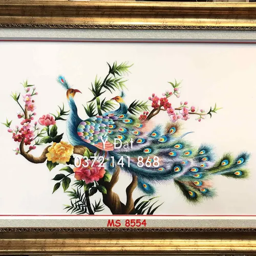 Tranh thêu chim công MS 8554