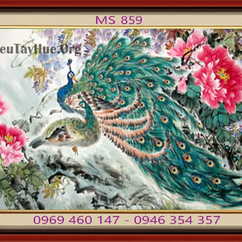 Tranh thêu chim công MS 859