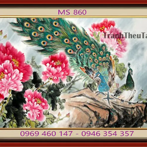 Tranh thêu chim công MS 860