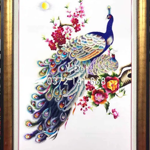 Tranh thêu chim công MS 8628