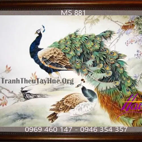Tranh thêu chim công MS 881