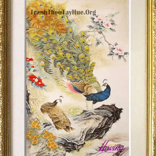 Tranh thêu chim công MS 882