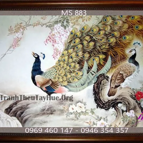 Tranh thêu chim công MS 883