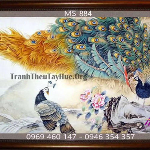 Tranh thêu chim công MS 884