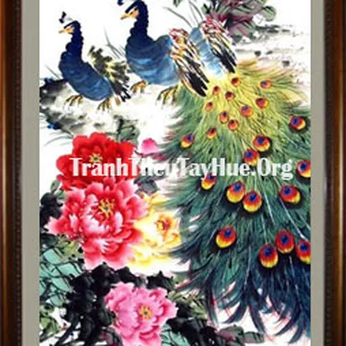 Tranh thêu chim công MS 906