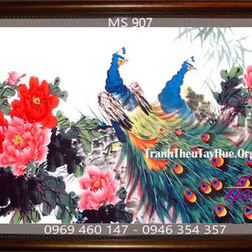 Tranh thêu chim công MS 907