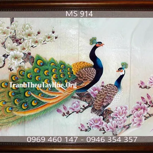 Tranh thêu chim công MS 914