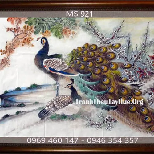 Tranh thêu chim công MS 921