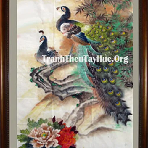 Tranh thêu chim công MS 923