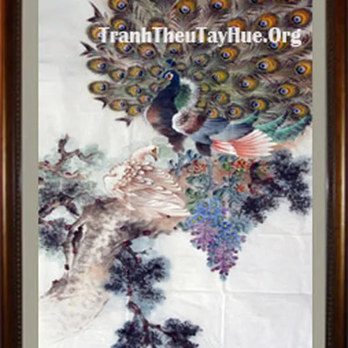 Tranh thêu chim công MS 924