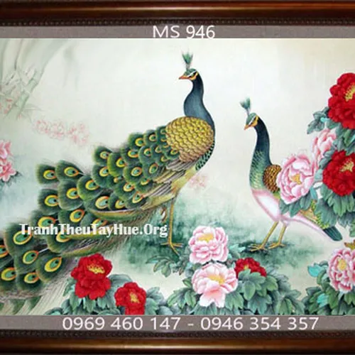 Tranh thêu chim công MS 946