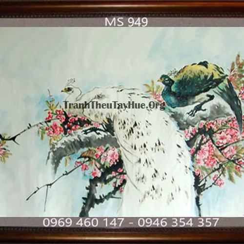 Tranh thêu chim công MS 949