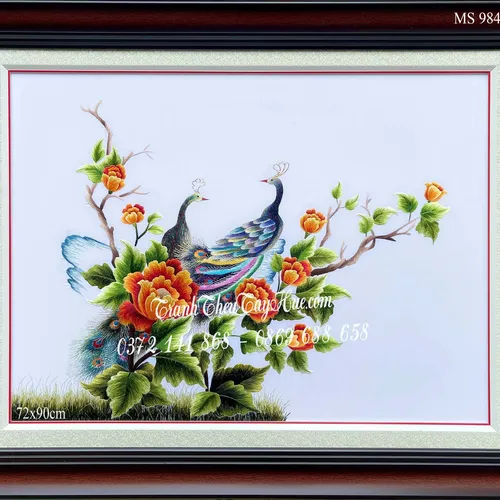 Tranh thêu chim công MS 9842