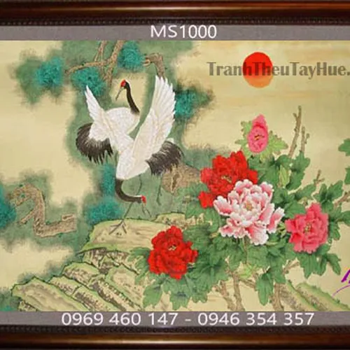 Tranh thêu chim hạc MS 1000