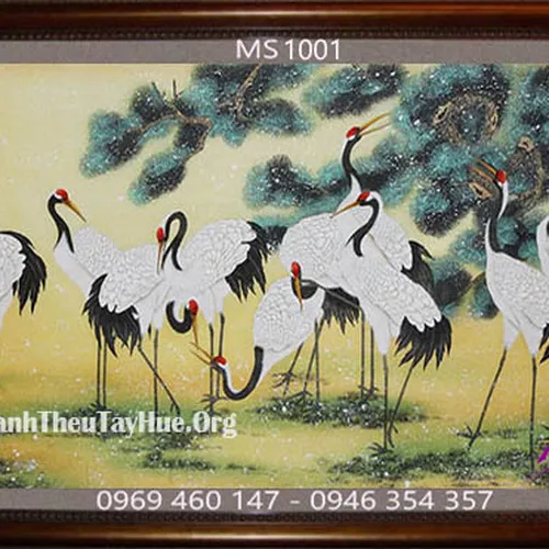 Tranh thêu chim hạc MS 1001