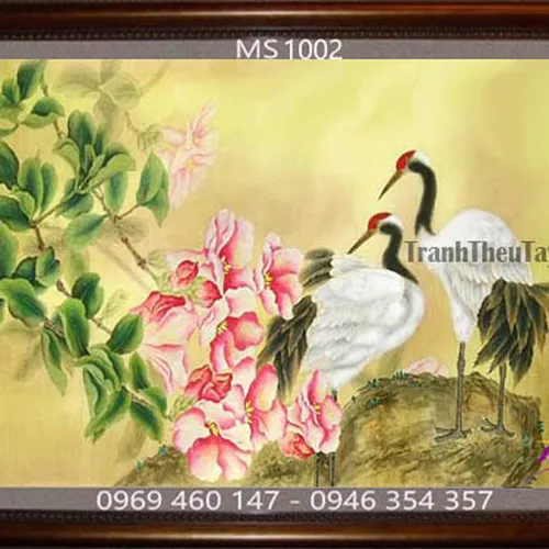 Tranh thêu chim hạc MS 1002