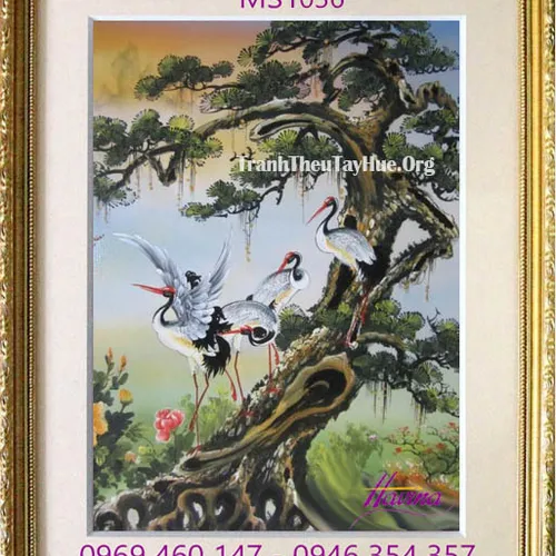 Tranh thêu chim hạc MS 1036