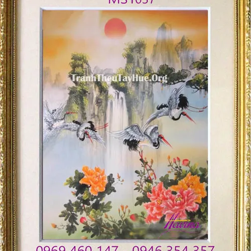 Tranh thêu chim hạc MS 1037