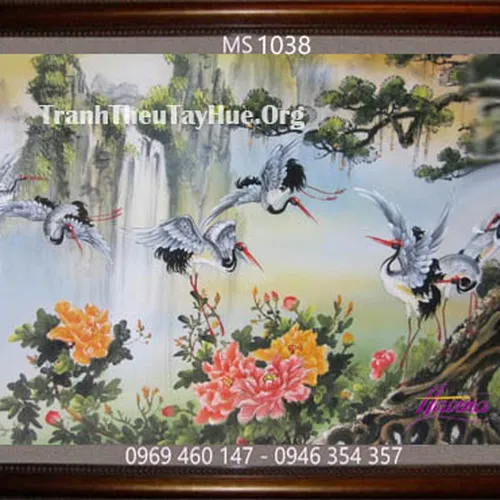 Tranh thêu chim hạc MS 1038