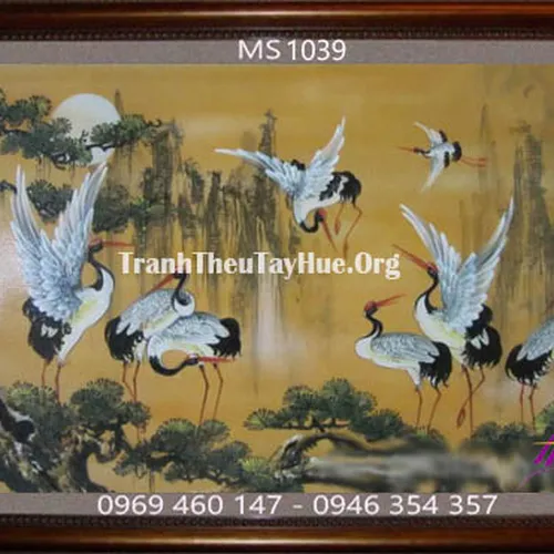 Tranh thêu chim hạc MS 1039