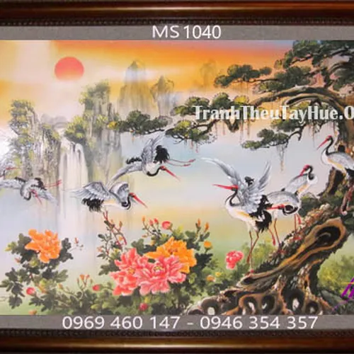 Tranh thêu chim hạc MS 1040