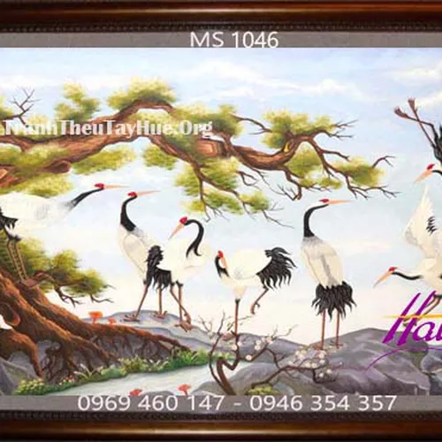 Tranh thêu chim hạc MS 1046