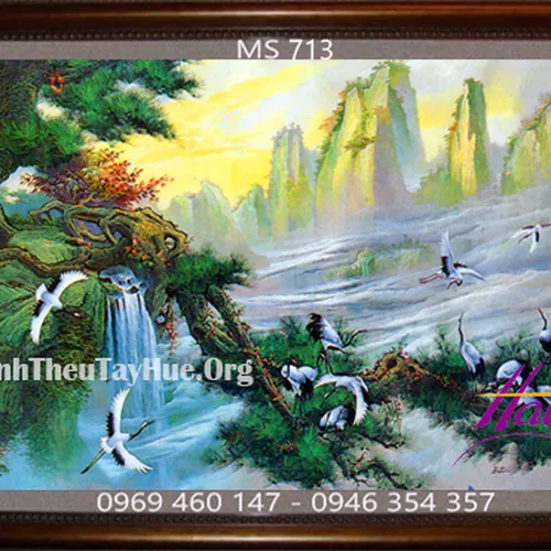 Tranh thêu chim hạc MS 713